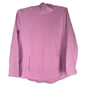 St Johns Bay Womens Quilted Panel Long Sleeve Pullover Hoodie Large Pink
